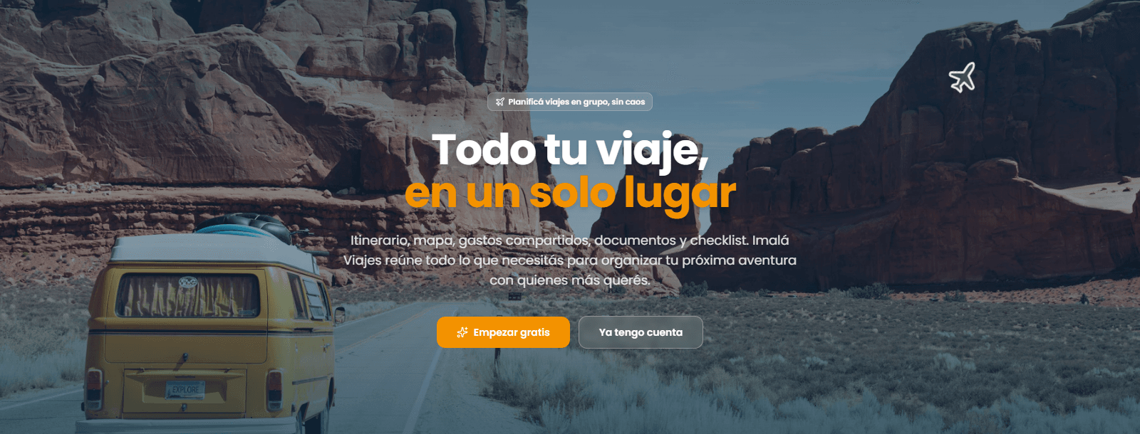 Captura de Imalá Viajes: portada de la app de planificación de viajes en grupo